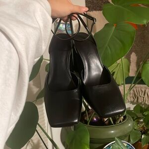 MNG square toe block heels